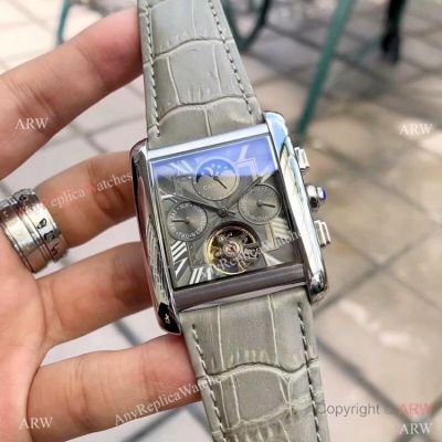 Cartier Tank Moonphase Replica Watch SS Gray Dial